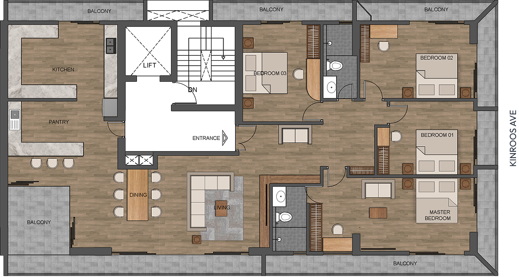 Penthouse furnished floor plan