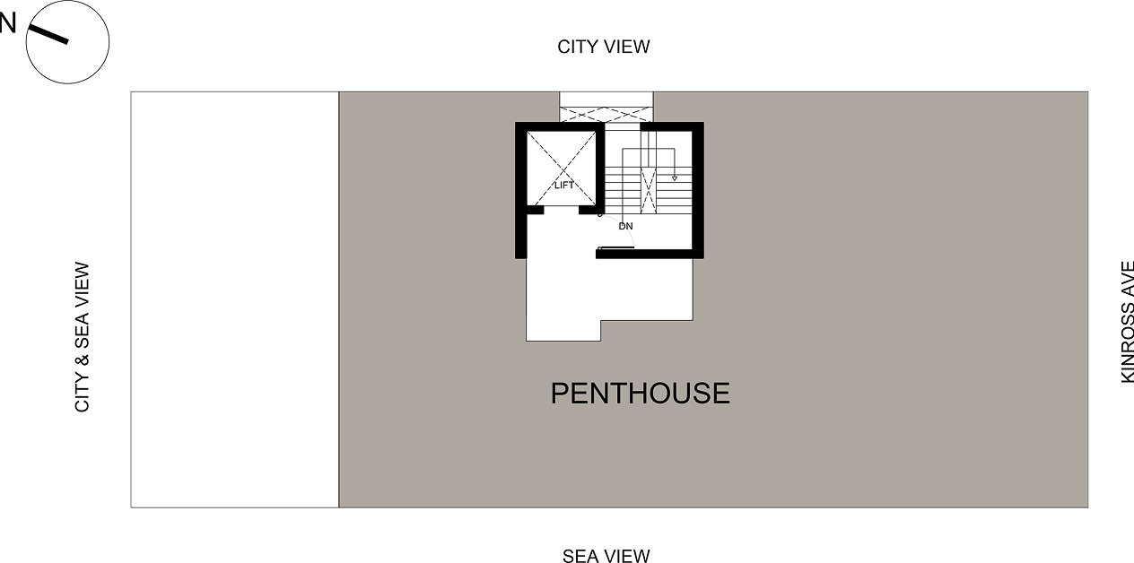 Penthouse position and orientation within the floor plate